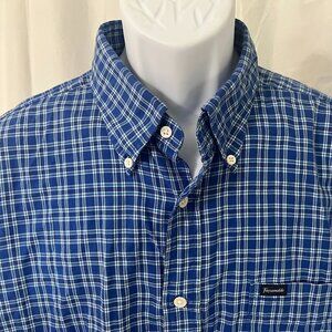 🔹 Faconnable Club Men’s XL Blue White Plaid Long Sleeve Shirt EUC 👔